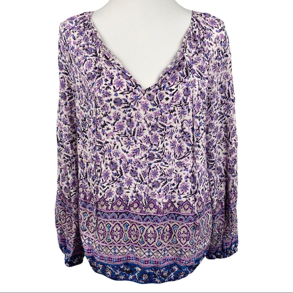 Lucky Brand V-Neck Boho Peasant Top Size S